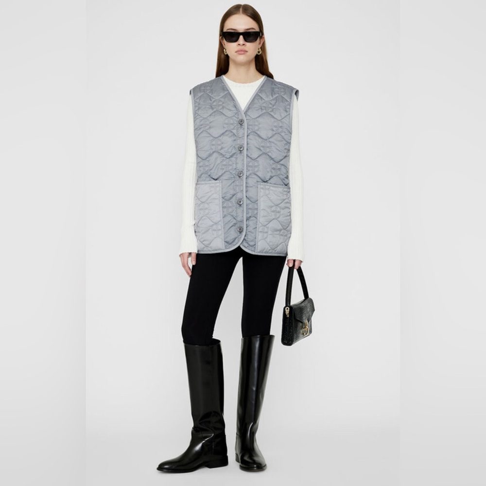 NWT! ANINE BING ANDY VEST MONOGRAM GREY - XS